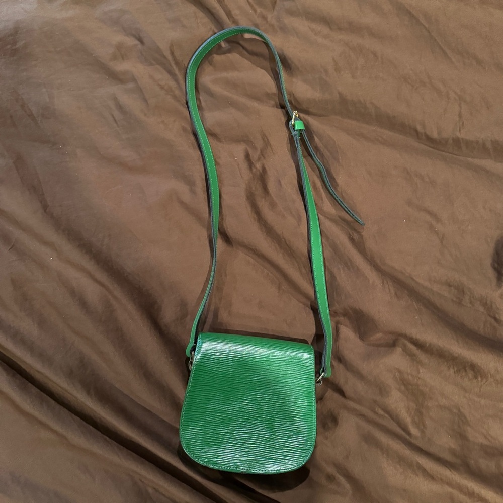 Vintage Green Leather Crossbody Bag - Picture 2 of 7